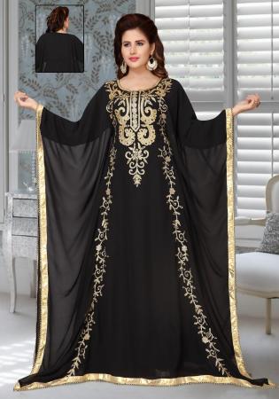 Picture of Elegant Georgette Black & Black Arabian Kaftans