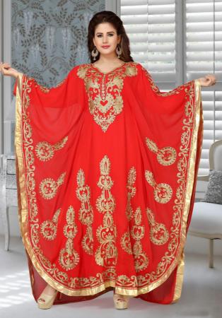 Picture of Wonderful Georgette Crimson Arabian Kaftans