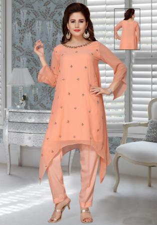 Picture of Stunning Georgette Light Salmon Arabian Kaftans