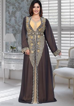 Picture of Beautiful Georgette Dim Gray Arabian Kaftans