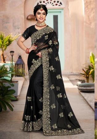 Picture of Exquisite Silk Black Saree