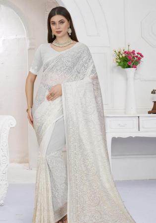 Picture of Grand Georgette White Saree