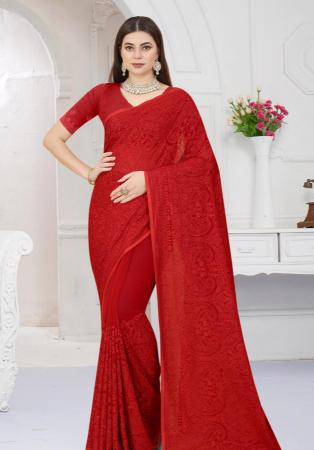 Picture of Nice Georgette Fire Brick Saree