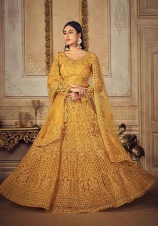 Picture of Beauteous Net Dark Khaki Lehenga Choli