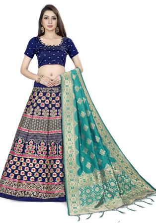 Picture of Marvelous Silk Midnight Blue Lehenga Choli