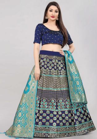 Picture of Beauteous Silk Dark Slate Blue Lehenga Choli