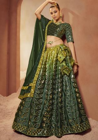 Picture of Admirable Georgette Dark Olive Green Lehenga Choli