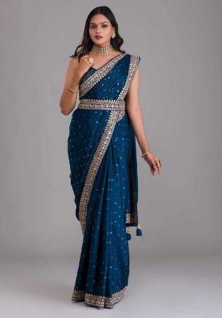 Picture of Statuesque Chiffon Navy Blue Saree