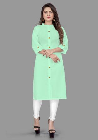 Picture of Classy Cotton Powder Blue Kurtis & Tunic