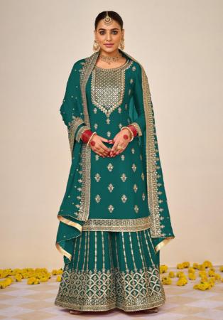 Picture of Georgette Midnight Blue Straight Cut Salwar Kameez