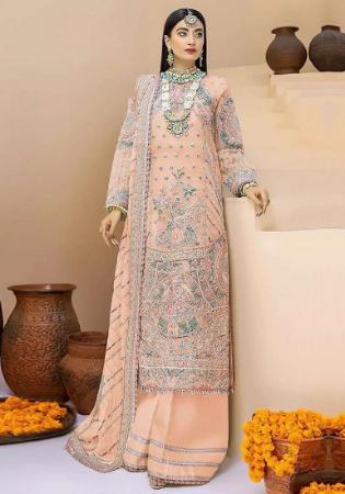 Picture of Georgette Burly Wood Straight Cut Salwar Kameez