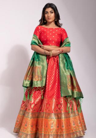 Picture of Sublime Silk Crimson Lehenga Choli