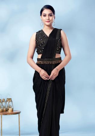 Picture of Bewitching Chiffon Black Lehenga Sarees