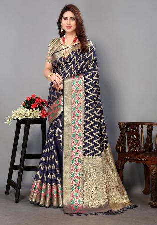 Picture of Fascinating Silk Navy Blue Saree