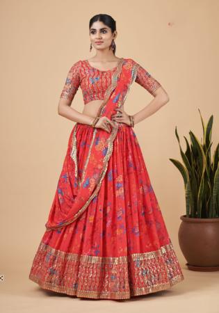 Picture of Ravishing Georgette Fire Brick Lehenga Choli