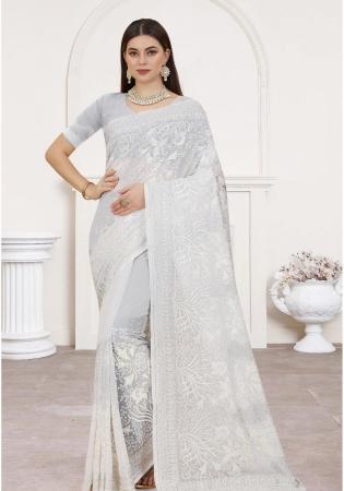 Picture of Resplendent Georgette Ghost White Saree