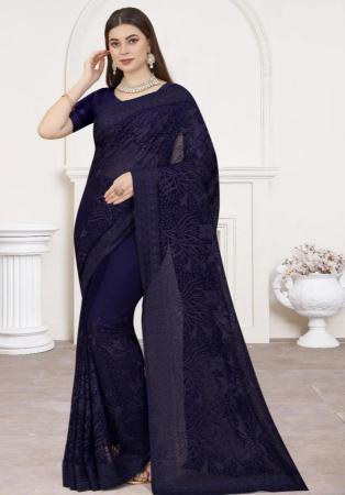 Picture of Classy Georgette Dark Slate Grey Saree