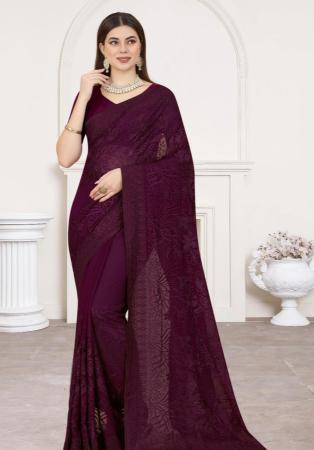 Picture of Enticing Georgette Saddle Brown Saree