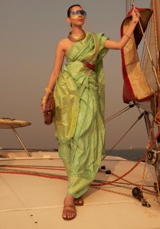 Picture of Excellent Satin Dark Khaki Saree