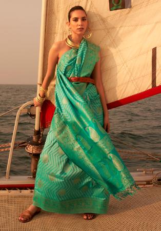 Picture of Graceful Satin Dark Sea Green Saree