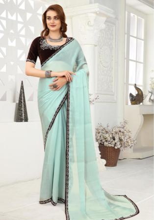 Picture of Appealing Organza Powder Blue Saree