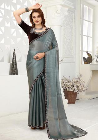 Picture of Beauteous Organza Slate Grey Saree