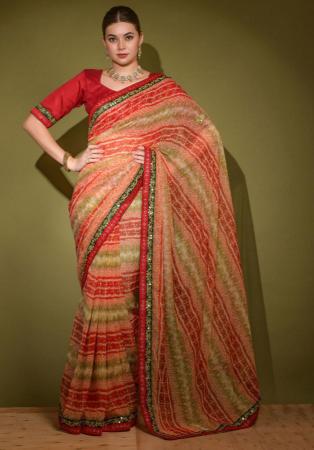 Picture of Wonderful Georgette Indian Red Saree