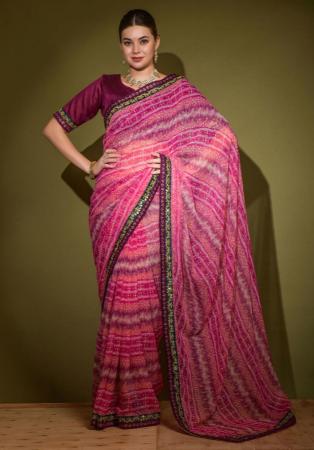 Picture of Enticing Georgette Rosy Brown Saree