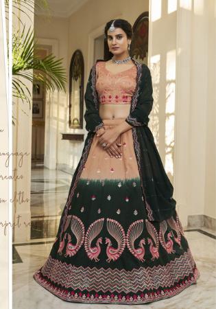 Picture of Fascinating Silk Dark Khaki Lehenga Choli