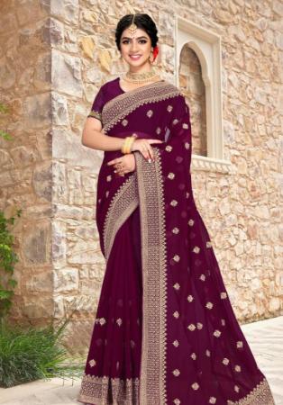 Picture of Stunning Georgette Maroon Saree