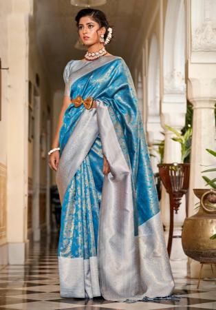 Picture of Good Looking Chiffon Cadet Blue Saree