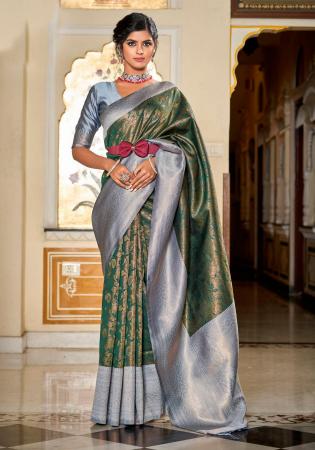 Picture of Charming Chiffon Dark Olive Green Saree