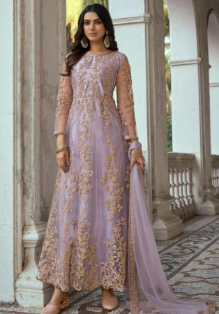 Picture of Wonderful Net Dark Grey Anarkali Salwar Kameez