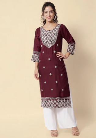 Picture of Graceful Cotton Dark Olive Green Kurtis & Tunic