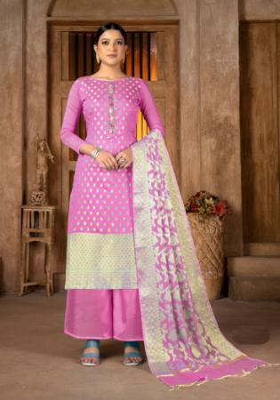 Picture of Silk Pale Violet Red Straight Cut Salwar Kameez