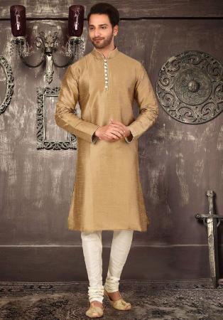 Picture of Fine Silk Dark Khaki Kurtas