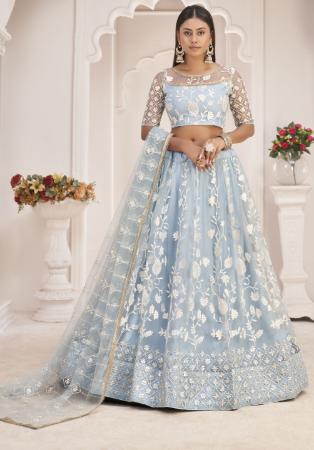 Picture of Sublime Net Light Steel Blue Lehenga Choli