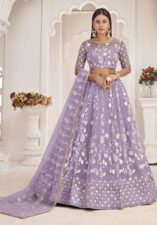 Picture of Beauteous Net Light Slate Grey Lehenga Choli