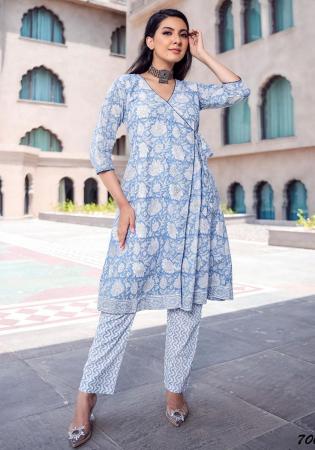 Picture of Enticing Crepe Light Steel Blue Kurtis & Tunic