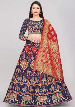 Picture of Shapely Silk Dark Slate Blue Lehenga Choli