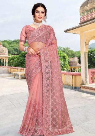 Picture of Graceful Net Rosy Brown Saree