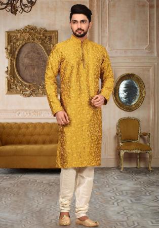 Picture of Grand Silk Golden Rod Kurtas