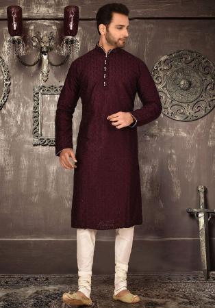 Picture of Wonderful Silk Saddle Brown Kurtas