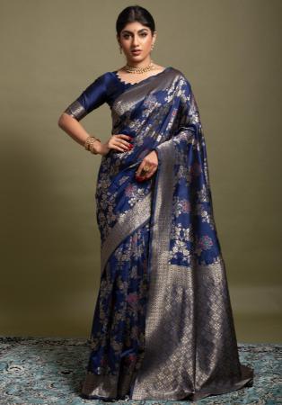 Picture of Alluring Silk Dark Slate Blue Saree