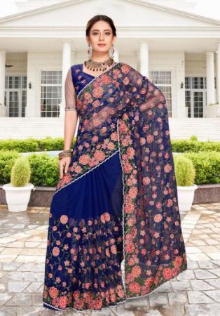 Picture of Shapely Net Midnight Blue Saree