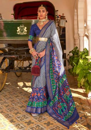 Picture of Elegant Silk Dark Slate Blue Saree