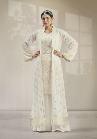 Picture of Delightful Georgette White Anarkali Salwar Kameez