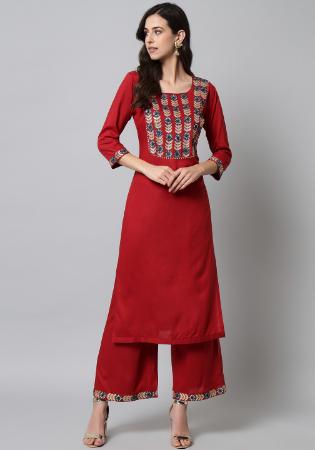 Picture of Superb Rayon Fire Brick Kurtis & Tunic