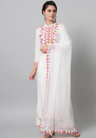 Picture of Shapely Cotton White Readymade Salwar Kameez