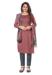 Picture of Silk Pale Violet Red Straight Cut Salwar Kameez